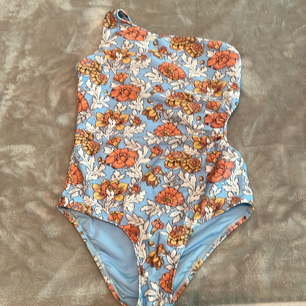 Chelsea & Violet Kids floral one shoulder swim suit. Size 12.